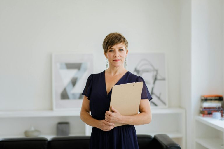 A Woman Holding a Clipboard